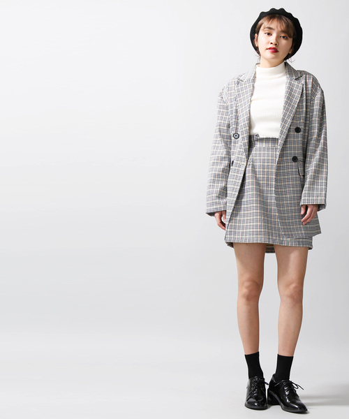 WEGO(ウィゴー)の「WEGO/【セットアップ対応商品】チェックビッグシルエットジャケット(テーラードジャケット・レディース・グレー系その他2/オレンジ系その他3・FREE)」の13枚目の写真