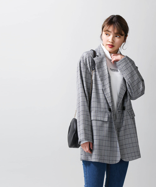 WEGO(ウィゴー)の「WEGO/【セットアップ対応商品】チェックビッグシルエットジャケット(テーラードジャケット・レディース・グレー系その他2/オレンジ系その他3・FREE)」の11枚目の写真