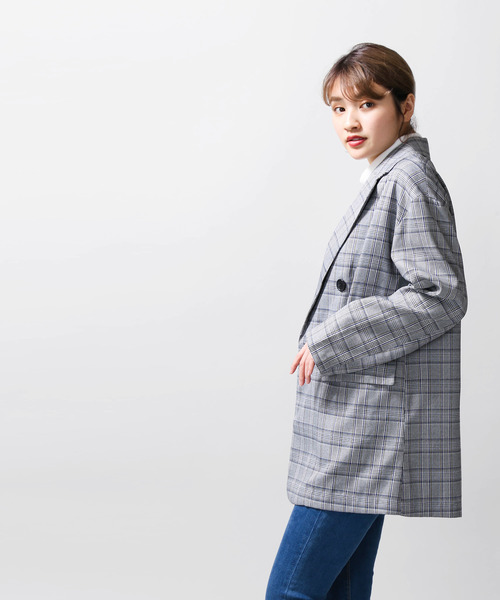 WEGO(ウィゴー)の「WEGO/【セットアップ対応商品】チェックビッグシルエットジャケット(テーラードジャケット・レディース・グレー系その他2/オレンジ系その他3・FREE)」の10枚目の写真