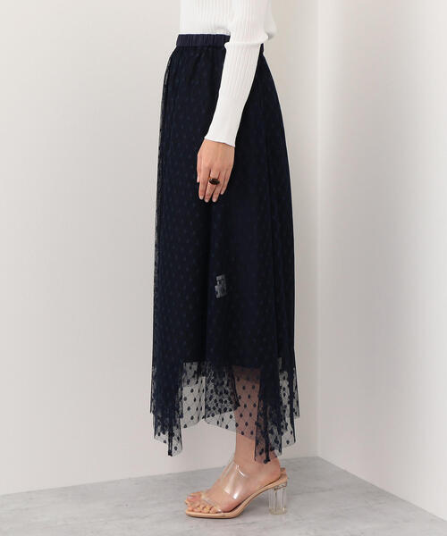 EMMEL REFINES(エメルリファインズ)の「【EMMEL REFINES】〔ハンドウォッシャブル〕SMF H/W ドットチュールスカート(スカート・レディース・ネイビー/グリーン・M/S)」の5枚目の写真