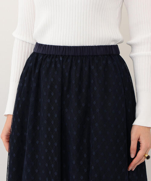 EMMEL REFINES(エメルリファインズ)の「【EMMEL REFINES】〔ハンドウォッシャブル〕SMF H/W ドットチュールスカート(スカート・レディース・ネイビー/グリーン・M/S)」の7枚目の写真