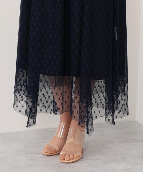 EMMEL REFINES(エメルリファインズ)の「【EMMEL REFINES】〔ハンドウォッシャブル〕SMF H/W ドットチュールスカート(スカート・レディース・ネイビー/グリーン・M/S)」の8枚目の写真