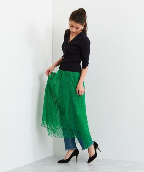 EMMEL REFINES(エメルリファインズ)の「【EMMEL REFINES】〔ハンドウォッシャブル〕SMF H/W ドットチュールスカート(スカート・レディース・ネイビー/グリーン・M/S)」の14枚目の写真