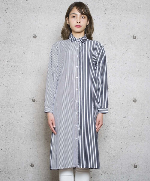 LUGG NAGG(ラグナグ)の「【Jewelobe/ ジュエローブ】ブロッキングストライプシャツワンピース(ワンピース・レディース・レッド/ブルー/ブラック・FREE)」の7枚目の写真