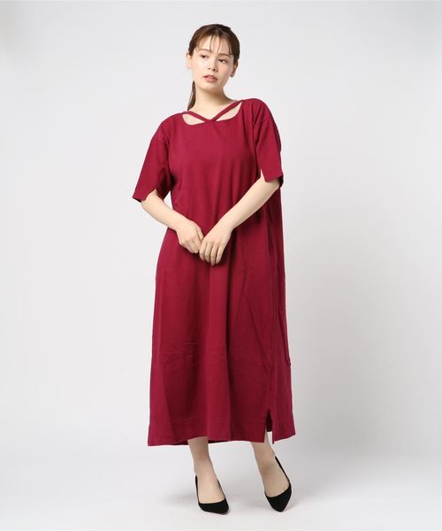 R JUBILEE（アールジュビリー）の「R JUBILEE / ジャージーロングワンピース（ワンピース・レディース・ネイビー/ブラック/パープル/オフホワイト・SMALL/MEDIUM）」の13枚目の写真