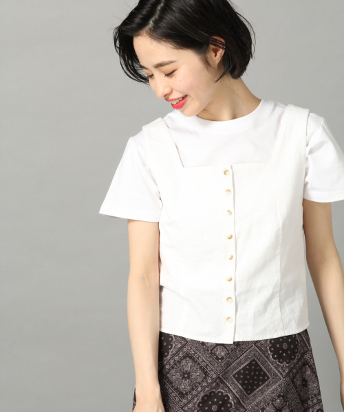 LOWRYS FARM（ローリーズファーム）の「Ｌ／Ｒスクエアノースリーブ　836516（シャツ/ブラウス・レディース・ブラック/ベージュ/オフホワイト/ブラウン・FREE）」の9枚目の写真