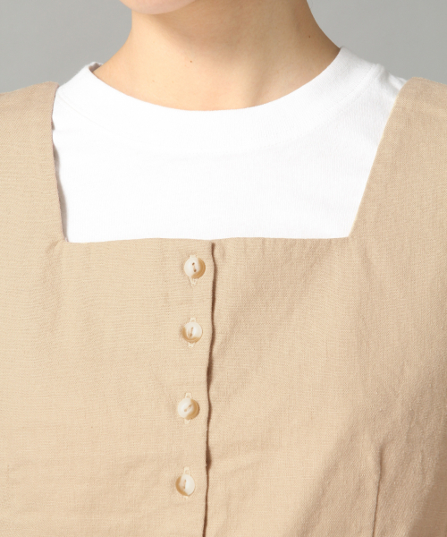 LOWRYS FARM（ローリーズファーム）の「Ｌ／Ｒスクエアノースリーブ　836516（シャツ/ブラウス・レディース・ブラック/ベージュ/オフホワイト/ブラウン・FREE）」の5枚目の写真