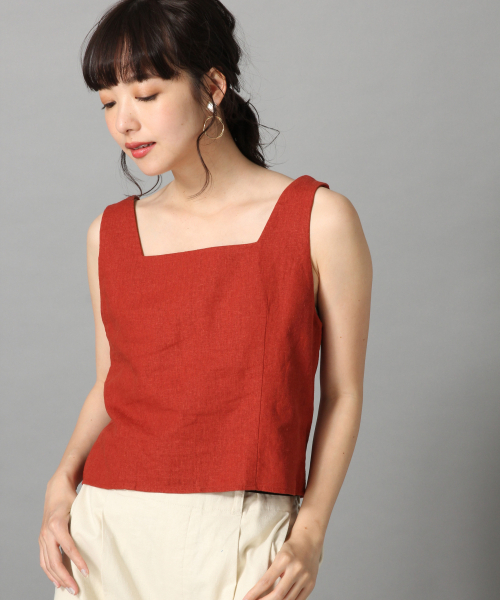 LOWRYS FARM（ローリーズファーム）の「Ｌ／Ｒスクエアノースリーブ　836516（シャツ/ブラウス・レディース・ブラック/ベージュ/オフホワイト/ブラウン・FREE）」の16枚目の写真