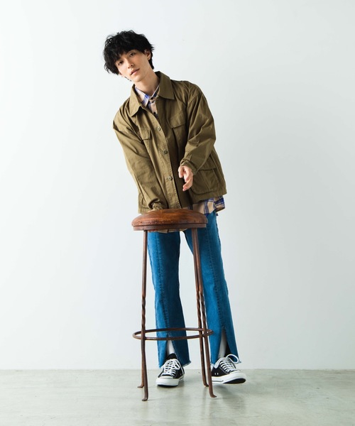 WEGO（ウィゴー）の「WEGO/ファティーグオーバーシャツジャケット（ミリタリージャケット・メンズ・カーキ/パープル・LARGE/MEDIUM）」の6枚目の写真