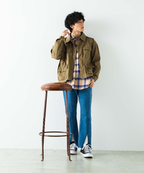 WEGO（ウィゴー）の「WEGO/ファティーグオーバーシャツジャケット（ミリタリージャケット・メンズ・カーキ/パープル・LARGE/MEDIUM）」の7枚目の写真