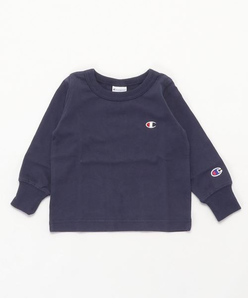 Champion(チャンピオン)の「【Champion/チャンピオン】キッズ ロングスリーブTシャツ(Tシャツ/カットソー・キッズ・オフホワイト/グレー/ネイビー/ブラック・90/100/110/120/130/140)」の1枚目の写真