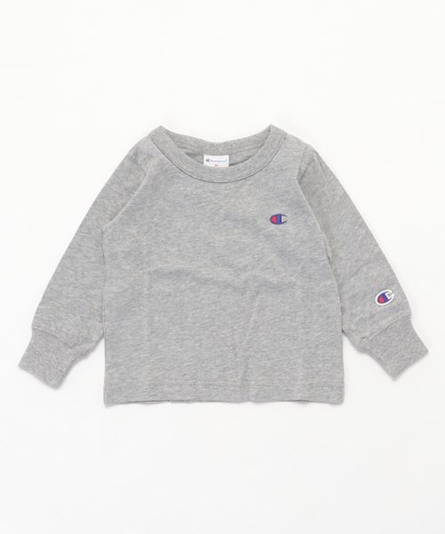 Champion(チャンピオン)の「【Champion/チャンピオン】キッズ ロングスリーブTシャツ(Tシャツ/カットソー・キッズ・オフホワイト/グレー/ネイビー/ブラック・90/100/110/120/130/140)」の4枚目の写真