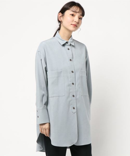 DouDou（ドゥドゥ）の「バックロングシャツ3（シャツ/ブラウス・レディース・オフホワイト/サックスブルー/ピンク・FREE）」の6枚目の写真