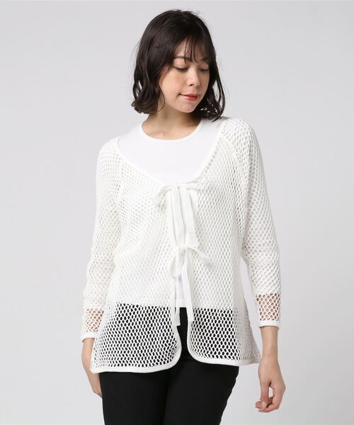 YOUNG&OLSEN The DRYGOODS STORE（ヤングアンドオルセン）の「【YOUNG & OLSEN The DRYGOODS STORE】/FISHERMAN MESH CARDIGAN（カーディガン/ボレロ・レディース・ホワイト/マスタード/レッド系その他・FREE）」の2枚目の写真