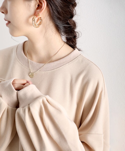 classicalelf(クラシカルエルフ)の「キッズ ゆったりルーズシルエット バルーンスリーブボーダー柄or無地トレーナー(長袖)(スウェット・キッズ・ベージュ/ブラック系その他/ブラウン系その他/アイボリー・130/140/150)」の21枚目の写真