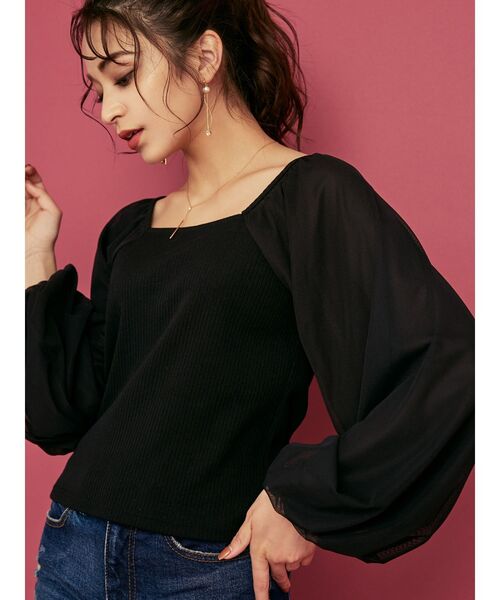 RESEXXY（リゼクシー）の「バックオープントップス（Tシャツ/カットソー・レディース・ブラック/ブラウン/ワイン・FREE）」の9枚目の写真