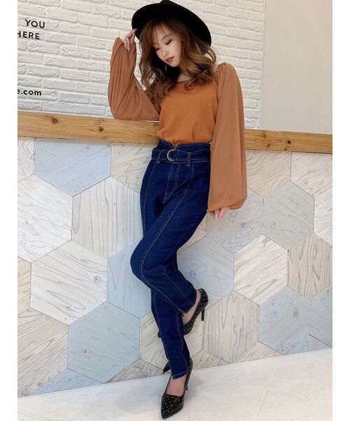 RESEXXY（リゼクシー）の「バックオープントップス（Tシャツ/カットソー・レディース・ブラック/ブラウン/ワイン・FREE）」の10枚目の写真