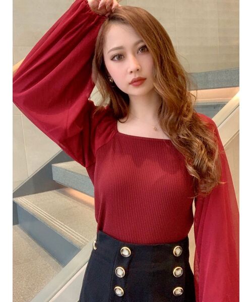 RESEXXY（リゼクシー）の「バックオープントップス（Tシャツ/カットソー・レディース・ブラック/ブラウン/ワイン・FREE）」の7枚目の写真