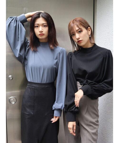 EMODA（エモダ）の「ハイネックロングトップ（Tシャツ/カットソー・レディース・ブラック/ブルー/その他・FREE）」の4枚目の写真