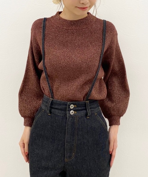 archives（アルシーヴ）の「袖ボリュームラメニットプルオーバー（ニット/セーター・レディース・シルバーグレー/ベージュ/グリーン/ブラウン/ブルー・MEDIUM）」の2枚目の写真