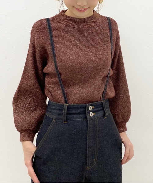 archives（アルシーヴ）の「袖ボリュームラメニットプルオーバー（ニット/セーター・レディース・シルバーグレー/ベージュ/グリーン/ブラウン/ブルー・MEDIUM）」の6枚目の写真