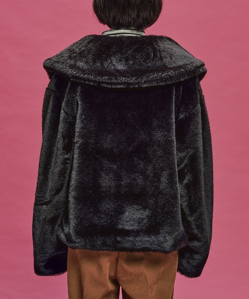 WEGO（ウィゴー）の「WEGO/ファーショールカラーコート（ダウンジャケット/コート・レディース・ブラック/ブラウン/ピンク・FREE）」の6枚目の写真