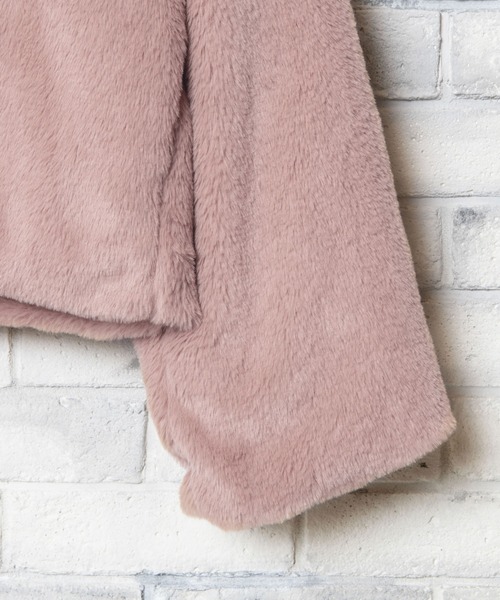 WEGO（ウィゴー）の「WEGO/ファーショールカラーコート（ダウンジャケット/コート・レディース・ブラック/ブラウン/ピンク・FREE）」の7枚目の写真