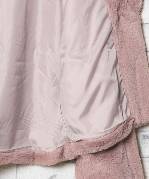 WEGO（ウィゴー）の「WEGO/ファーショールカラーコート（ダウンジャケット/コート・レディース・ブラック/ブラウン/ピンク・FREE）」の9枚目の写真