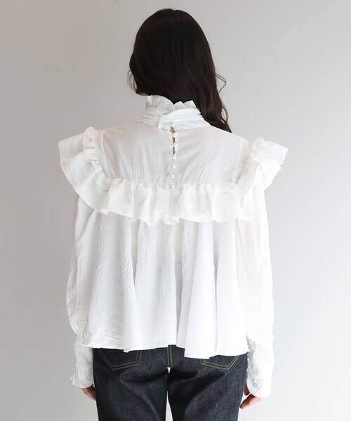 Sister Jane シスタージェーン ブラウス E MIXED BUTTON BLOUSE BL1227 レディース 長袖 シャツ フリル 丸襟 PearlWhite Sister Jane シスタージェーン ブラウス ROYALE MIXED BUTTON