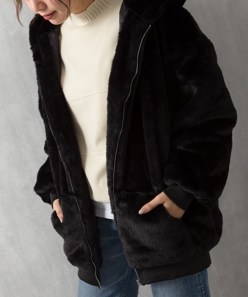 SpRay（スプレイ）の「エコファーフードジャケット（ブルゾン）」 - WEAR