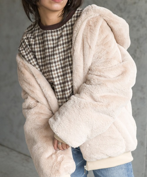 SpRay（スプレイ）の「エコファーフードジャケット（ブルゾン）」 - WEAR