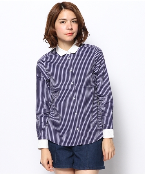 CIAOPANIC（チャオパニック）の「【Ciaopanic】丸衿シャツ（シャツ/ブラウス・レディース・その他20/その他18/ネイビー/ブラック・FREE）」の4枚目の写真