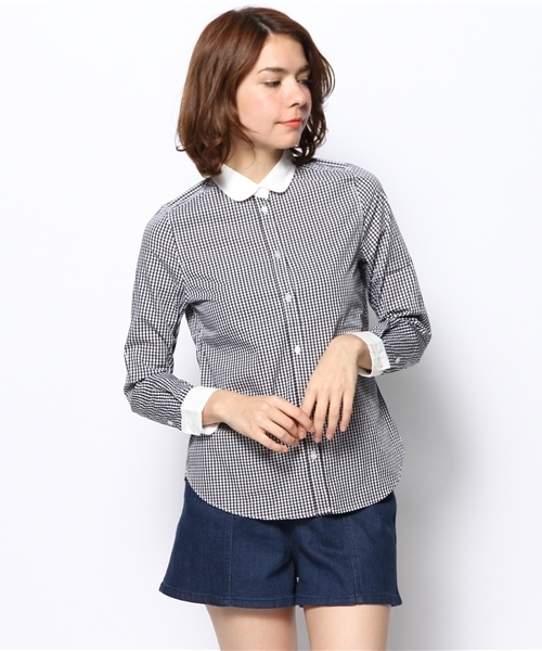 CIAOPANIC（チャオパニック）の「【Ciaopanic】丸衿シャツ（シャツ/ブラウス・レディース・その他20/その他18/ネイビー/ブラック・FREE）」の2枚目の写真
