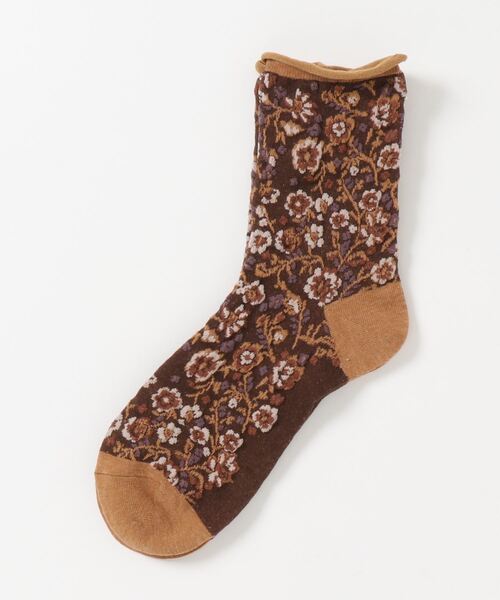 c.u.l（シーユーエル）の「【c.u.l】総柄レトロフラワー 花柄ミドル丈ソックス cula131（ソックス/靴下・レディース・ホワイト/ブラック/ブラウン/ベージュ/モカ/アイボリー/イエロー/グレー/ブラック系その他/ネイビー/イエロー系その他/イエロー系その他2/オレンジ/ブルー/ライトブラウン/ブラック系その他2/ホワイト系その他/パープル/グリーン・FREE）」の12枚目の写真