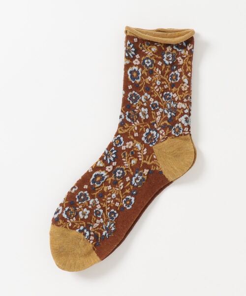 c.u.l（シーユーエル）の「【c.u.l】総柄レトロフラワー 花柄ミドル丈ソックス cula131（ソックス/靴下・レディース・ホワイト/ブラック/ブラウン/ベージュ/モカ/アイボリー/イエロー/グレー/ブラック系その他/ネイビー/イエロー系その他/イエロー系その他2/オレンジ/ブルー/ライトブラウン/ブラック系その他2/ホワイト系その他/パープル/グリーン・FREE）」の16枚目の写真