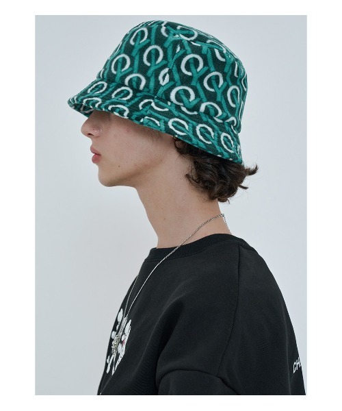 OY（オーワイ）の「『OY/オーワイ』MONOGRAM BUCKET HAT/モノグラムバケットハット（ハット・メンズ・ブラック/グリーン・FREE）」の8枚目の写真