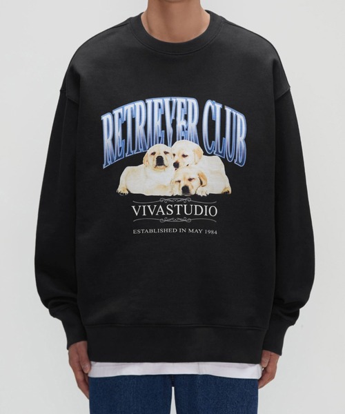 【スウェット】VIVASTUDIO ビバスタジオ　フロントプリント　ネイビー　M VIVASTUDIO（ビバスタジオ）の「【UNISEX】vivastudio
