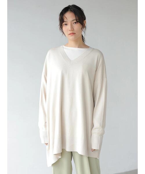 AMERICAN HOLIC（アメリカンホリック）の「Vネックイレヘムニットチュニック（ニット/セーター・レディース・ブラウン/キャメル/アイボリー/ブラック・FREE）」の15枚目の写真