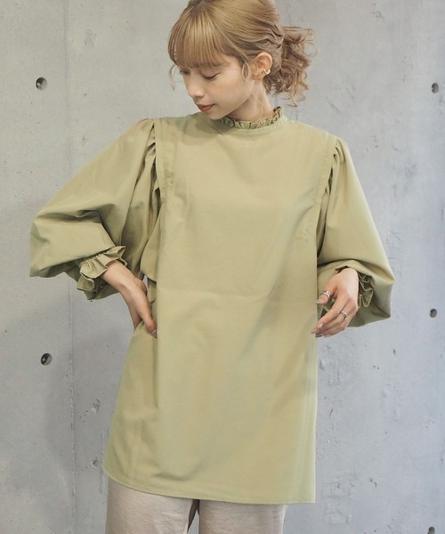 tiptop(ティップトップ)の「キラキラボタンフリルネック2wayブラウス(シャツ/ブラウス・レディース・グリーン/A/B/ブルー/ブラック/オフホワイト・FREE)」の11枚目の写真
