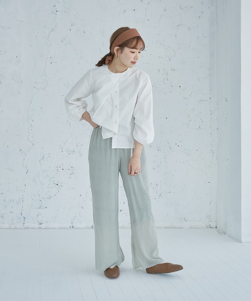 onetome（ワントゥーミー）の「シャーリングワイドパンツ（その他パンツ・レディース・ブラウン/ミント/ベージュ・S/M）」の7枚目の写真