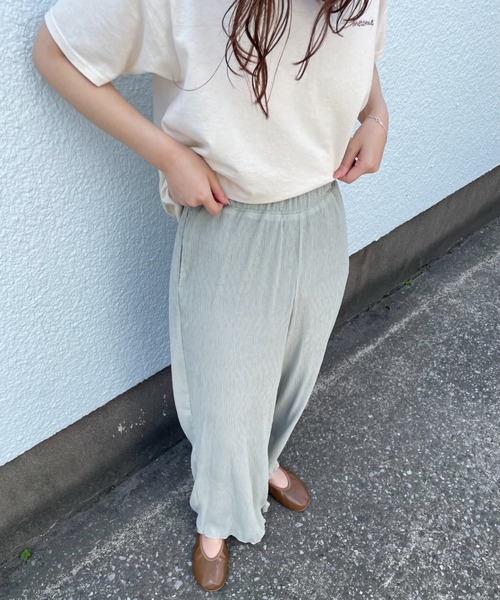 onetome（ワントゥーミー）の「シャーリングワイドパンツ（その他パンツ・レディース・ブラウン/ミント/ベージュ・S/M）」の5枚目の写真