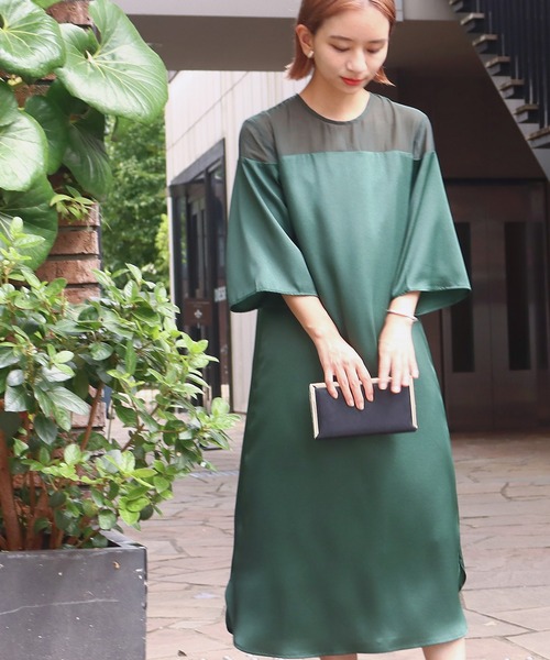 セール 低身長向けサイズ 袖フレアサテン切替ワンピース ドレス Auli アウリィ のファッション通販 Zozotown