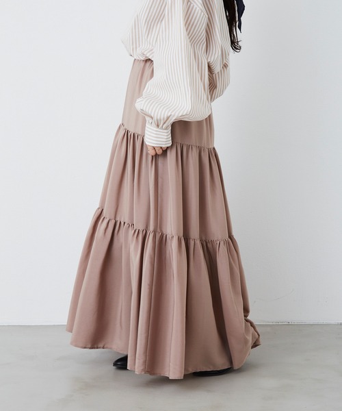 Libra Cue（リブラ キュー）の「エアリーティアードスカート（スカート・レディース・ブラック/ベージュ/グレー・FREE）」の9枚目の写真