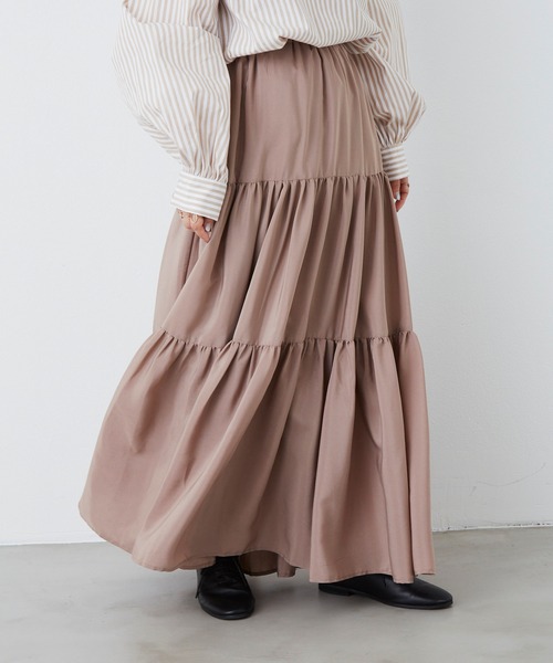 Libra Cue（リブラ キュー）の「エアリーティアードスカート（スカート・レディース・ブラック/ベージュ/グレー・FREE）」の7枚目の写真