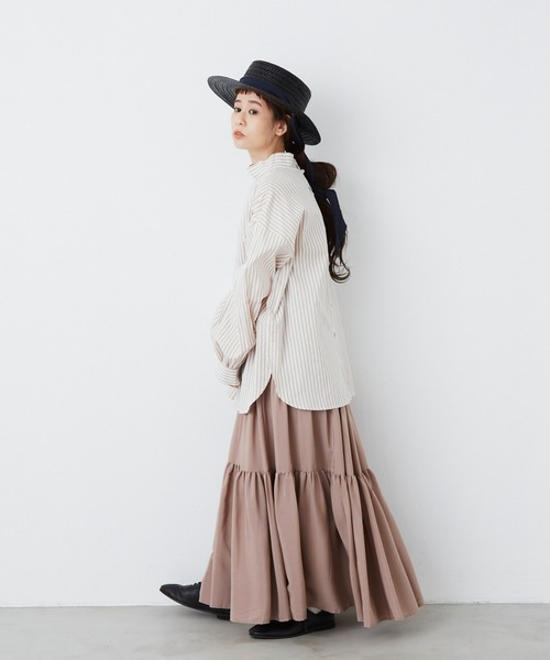 Libra Cue（リブラ キュー）の「エアリーティアードスカート（スカート・レディース・ブラック/ベージュ/グレー・FREE）」の4枚目の写真