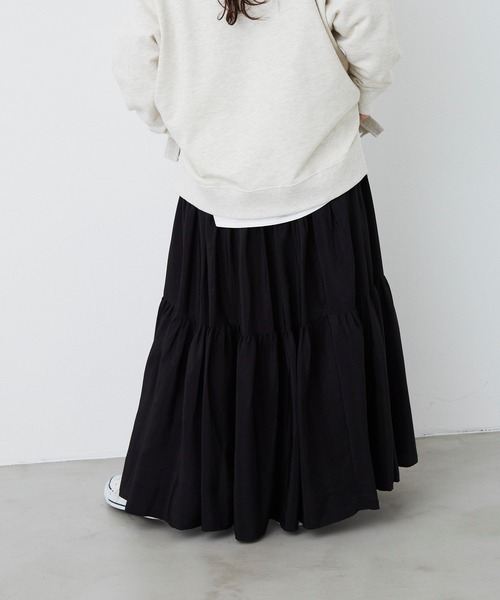 Libra Cue（リブラ キュー）の「エアリーティアードスカート（スカート・レディース・ブラック/ベージュ/グレー・FREE）」の8枚目の写真