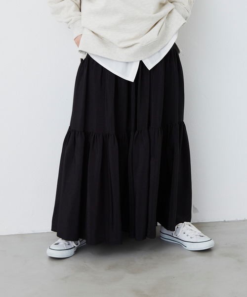 Libra Cue（リブラ キュー）の「エアリーティアードスカート（スカート・レディース・ブラック/ベージュ/グレー・FREE）」の11枚目の写真