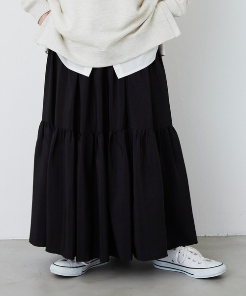 Libra Cue（リブラ キュー）の「エアリーティアードスカート（スカート・レディース・ブラック/ベージュ/グレー・FREE）」の13枚目の写真
