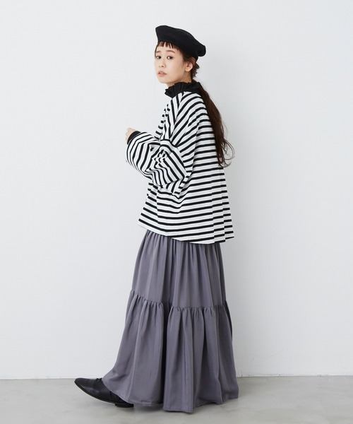 Libra Cue（リブラ キュー）の「エアリーティアードスカート（スカート・レディース・ブラック/ベージュ/グレー・FREE）」の6枚目の写真