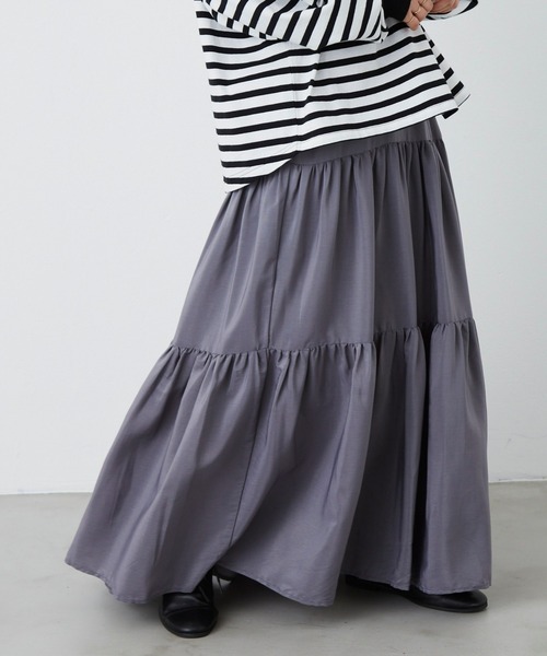 Libra Cue（リブラ キュー）の「エアリーティアードスカート（スカート・レディース・ブラック/ベージュ/グレー・FREE）」の22枚目の写真